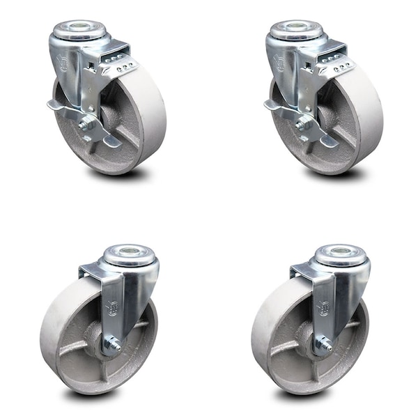 5 Inch Semi Steel Wheel Swivel Bolt Hole Caster Set with 2 Brake